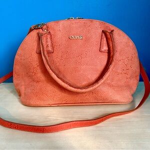 Cuple Coral Paisley Embroidered Leather Bowler Bag